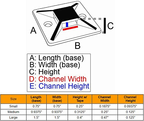  [AUSTRALIA] - 1.5" Adhesive Backed Mounting Bases with 8" Cable Ties - Black 1.5" Bases + Cable Ties