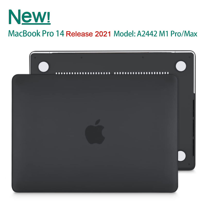  [AUSTRALIA] - May Chen Compatible with MacBook Pro 14 inch Case Cover 2021 Model A2442, Rubberized Frosted Matte See Through Hard Shell Case Keyboard Cover for MacBook Pro 14 with M1 Pro chip & Touch ID, Black