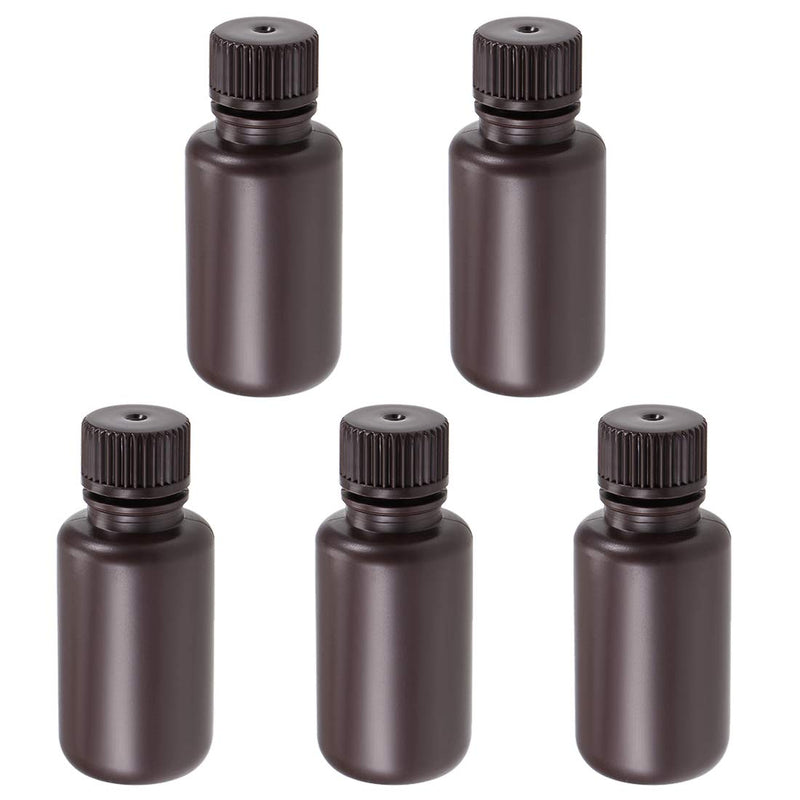  [AUSTRALIA] - uxcell Plastic Lab Chemical Reagent Bottle 50ml/1.7oz Small Mouth Sample Sealing Liquid Storage Container Brown 5pcs