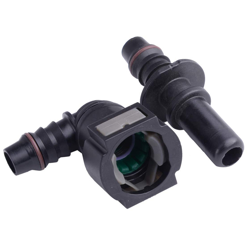 beler Male 11.8MM SAE & Female 3/8" 10MM Nylon Straight Elbow Quick Release Connector for Fuel Line Hose - LeoForward Australia