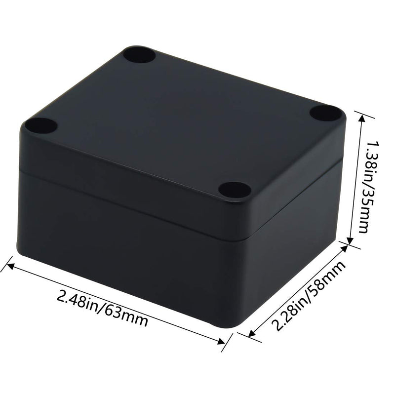  [AUSTRALIA] - Zulkit Waterproof Plastic Project Box ABS IP65 Electrical Junction Box Enclosure Black 2.48 x 2.28 x 1.38 inch (63 x 58 x 35mm) (Pack of 2) 2.48" x 2.28'' x 1.38''(Pack of 2)