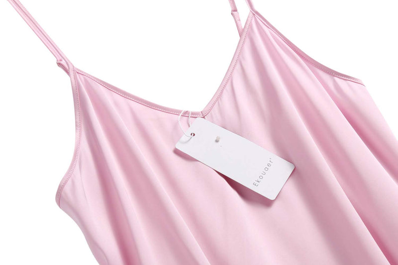 Ekouaer Sleepwear Womens Sexy Lingerie Satin Pajamas Cami Shorts Set Nightwear Pink X-Small - LeoForward Australia
