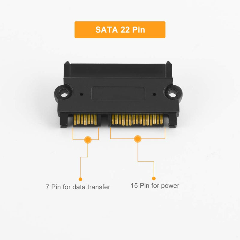  [AUSTRALIA] - CableCreation SATA 22 Pin Male to SATA 22 Pin Female Adapter, SATA 22 Pin (7+15) Male to Female Adapter Extender for 2.5” HDD, Black 1 pack