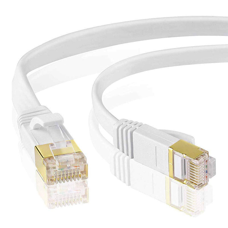  [AUSTRALIA] - RIHOME 6 Pack Cat 6 Shielded Ethernet Cable 10ft STP/FTP-Flat Internet Network LAN Patch Cords – Solid Cat6 High Speed Computer Wire with Clips& Snagless Rj45 Connectors (6X 10ft White) 6x 10ft white