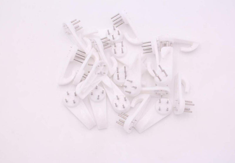 20PCS White Non-Trace Wall Picture Hook Concrete Hard Wall Drywall Picture Hanging Hook Seamless Nail Plastic Fasteners Multi-Purpose Wall Mount Non-Mark Hooks for Photo Album Frame Clock Hanging M 40MM - LeoForward Australia