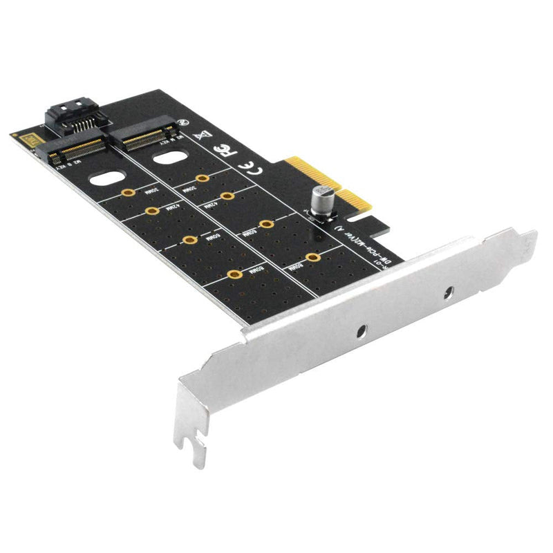  [AUSTRALIA] - GODSHARK Dual M.2 PCIe Adapter, M.2 NVME SSD (M Key) or M.2 SATA SSD (B Key) 22110 2280 2260 2242 2230 to PCI-e 3.0 x4 Host Controller Expansion Card with Low Profile Bracket for PC Desktop