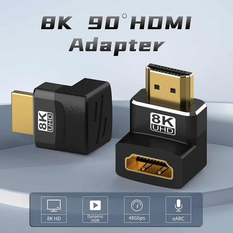  [AUSTRALIA] - Warmstor 8K HDMI Adapter 90 Degree and 270 Degree 2 Pack, HDMI 2.1 Right Angle Adapter Male to Female Gold Plated Support 8K@60Hz, 4K@120Hz, HDR, eARC for HDMI Cable HDTV Switch Laptop PS4 PS5 Xbox