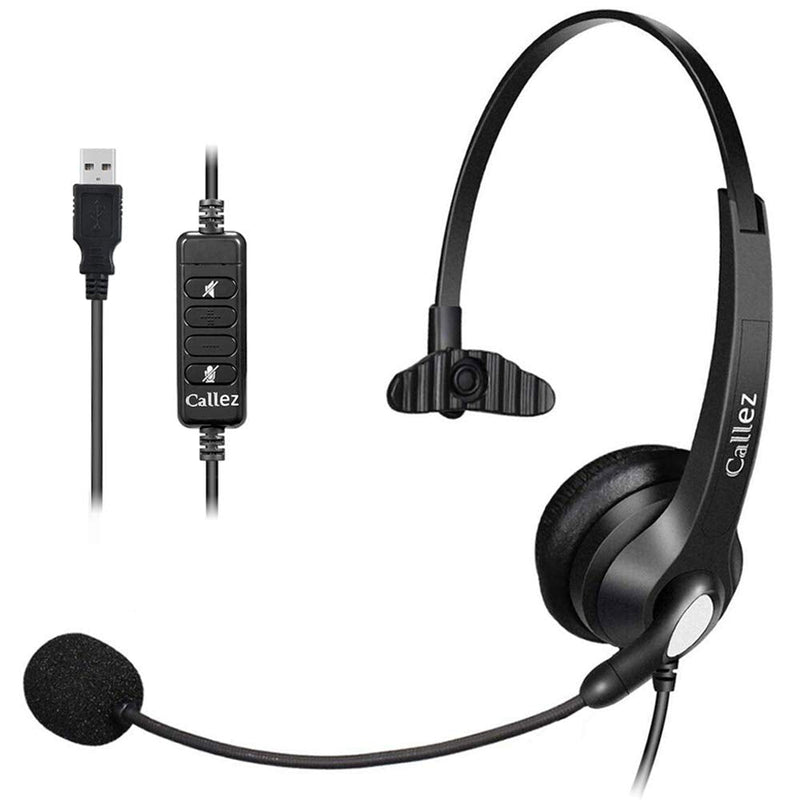  [AUSTRALIA] - USB Headset Mono with Noise Cancelling Mic and Easy Controls, Callez Corded Computer Headphones for Business Skype UC Lync SoftPhone Call Center, Crystal Clear Calls, Super Comfort C500U3