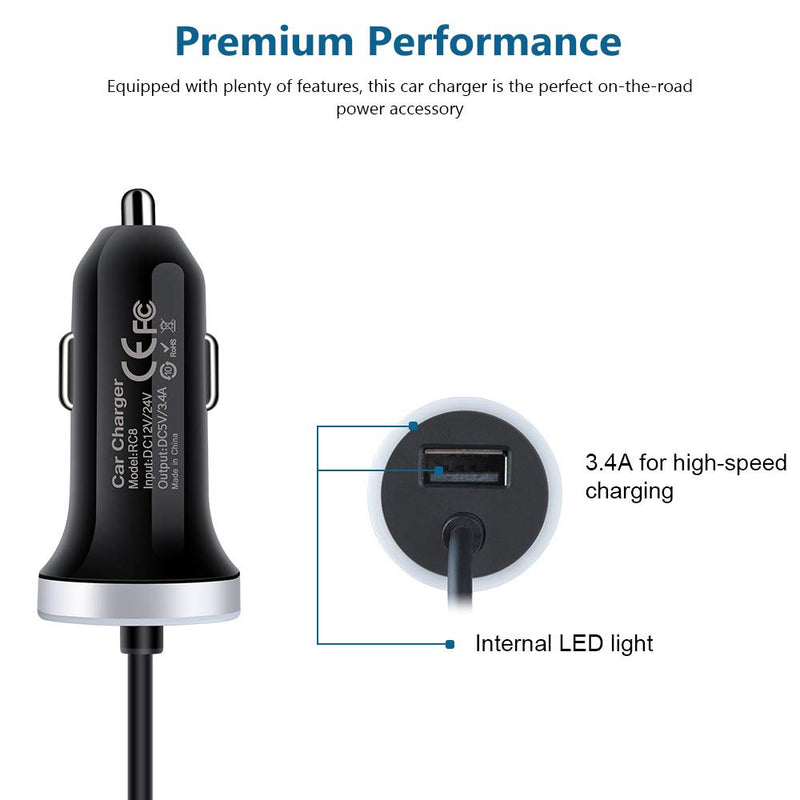  [AUSTRALIA] - USB C Car Charger, 3.4A Fast Charging Car Adapter+3ft Type C Cable for Samsung Galaxy S21 S20 S10 Note 20 10 A10E A20 A50 A51 A01 A71 A11, LG Stylo 6/5/4 G8 G7 V60 ThinQ Moto G8 G7 Google Pixel 4 3a