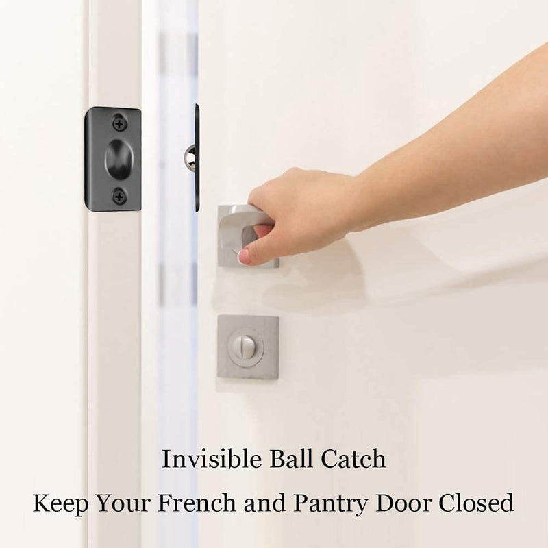  [AUSTRALIA] - Ball Catch Door Hardware Jiayi 2 Pack Door Ball Catch for Top of Door French Door Ball Catch Latch Adjustable Ball Catch Strong Drive in Ball Latch for Invisible Pantry Ball Bearing Door Latch Black
