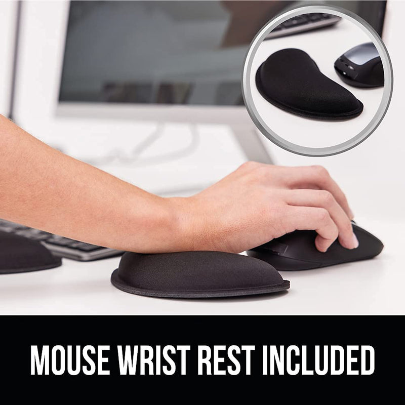  [AUSTRALIA] - Gorilla Grip Soft Gel Memory Foam Ergonomic Wrist Rest, Slip Resistant, Comfortable Keyboard and Mouse Pad Cushion Set, Typing Pain Relief, Support for Office Computer Desks, Laptops, Gaming, Black