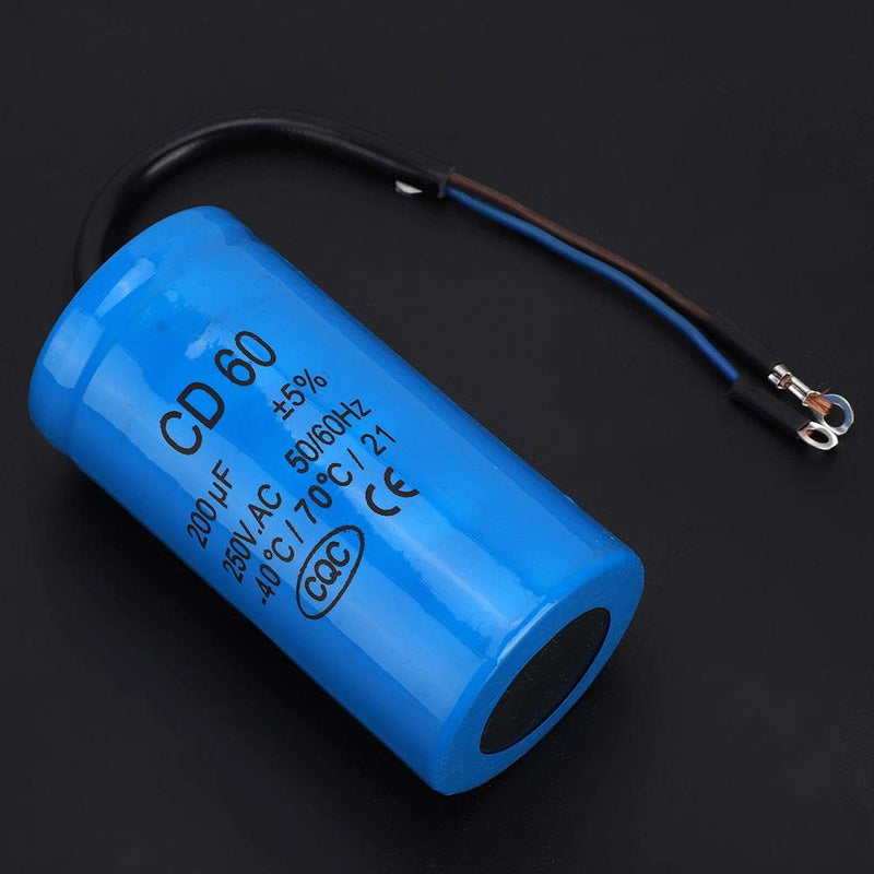  [AUSTRALIA] - CD60 200uF run capacitor with wire lead 250VAC 50/60Hz for engine air compressor