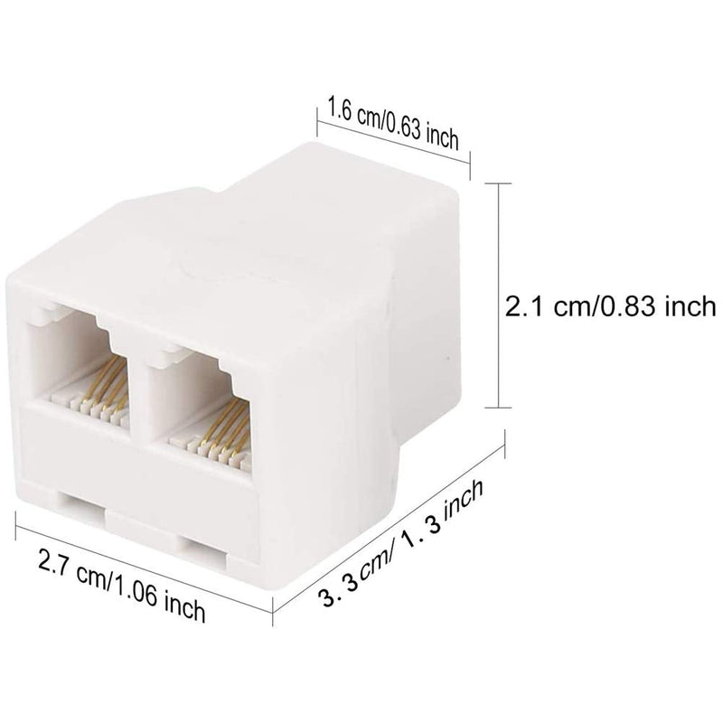  [AUSTRALIA] - 3Female Telephone Splitter Adapter Cable,Telephone Landline Cable Connector and Separator (RJ11 6P4C-2 Pack) RJ11 6P4C-2 Pack