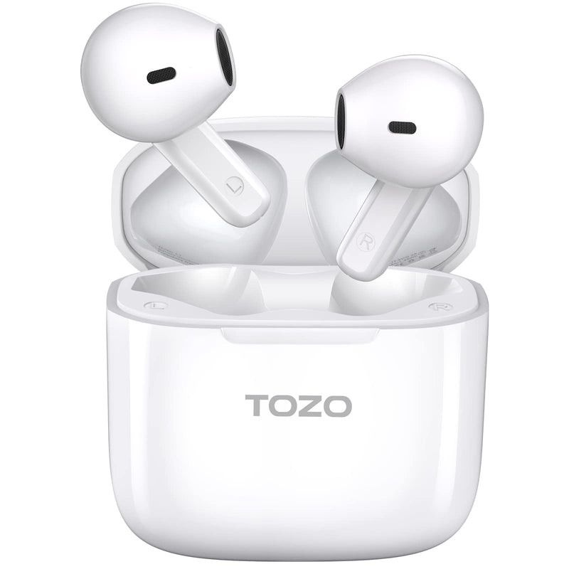  [AUSTRALIA] - TOZO A3 2023 Upgraded Wireless Earbuds Bluetooth 5.3 Half in-Ear Lightweight Headsets with Digital Call Noise Reduction, Reset Button Hall Detection,Premium Sound with Long Endurance Matte White S