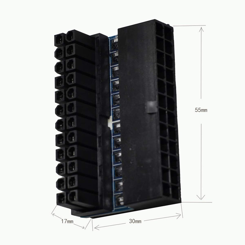  [AUSTRALIA] - WLGQ ATX 24Pin Male to 24pin Female 90 Degree Adapter caed Mainboard Motherboard for Desktops PC Supply