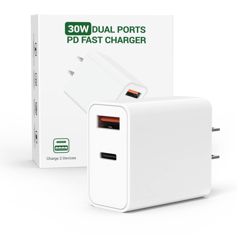  [AUSTRALIA] - 30w USB-C Power Adapter, Zafolia iPhone 14 Fast Charger Block, Google Pixel 6/6 Pro Charger, Upgraded Certified Dual Ports PD 3.0 Charging Plug for iPhone 13 Pro Max/iPad Pro/Samsung Galaxy S21 S22