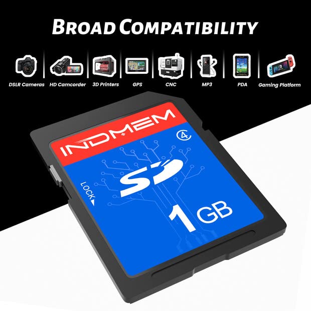 [AUSTRALIA] - INDMEM 1GB SD Card (5 Pack) - Class 4 Flash Memory Card MLC Stanard Secure Digital Cards Camera Cards 1GB(5PCS)