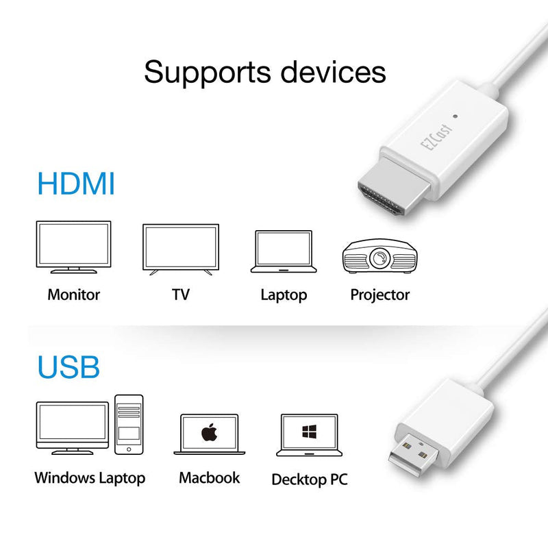  [AUSTRALIA] - EZCast MagicLink USB to HDMI Cable Adapter, Screen Extender, Plug and Play, Portable Streaming Device, Stream 1080P Video and Audio to Your Screen, Supports Windows, Mac, Airplay, 1.5m/5ft