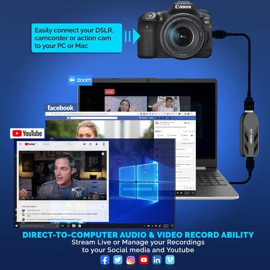 [AUSTRALIA] - HDMI Video Capture Card Camera Link 4K USB3.1 GEN1 HDMI-to-USB Audio-Video Recording via DSLR Camcorder Action Cam, Record Directly to Computer for Gaming Streaming, Conference Live Broadcast PLINK2.5