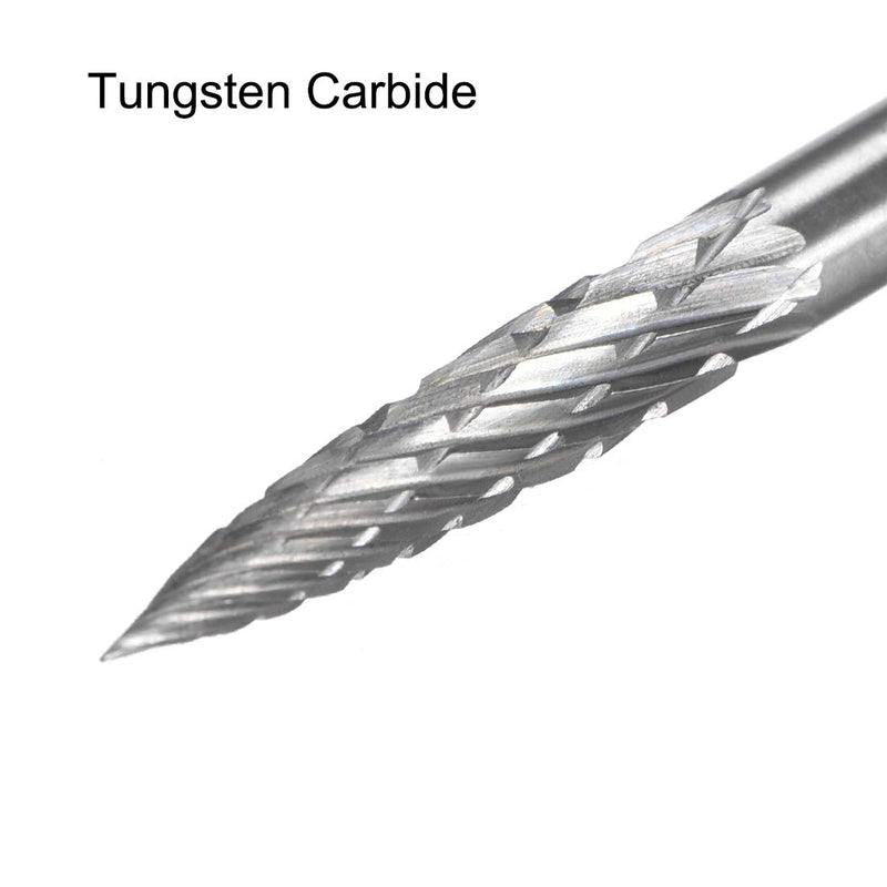 uxcell Tungsten Carbide Rotary Files 1/8" Shank, Double Cut Tree Shape Rotary Burrs Tool 3mm Dia, for Die Grinder Drill Bit Wood Soft Metal Carving Polishing Model Engineering - LeoForward Australia