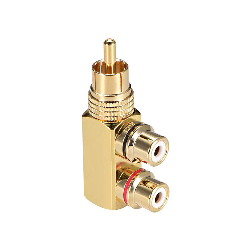  [AUSTRALIA] - uxcell RCA Male to 2 RCA Female Connector Stereo Video Splitter Adapter Coupler Gold-Plated Brass 2Pcs