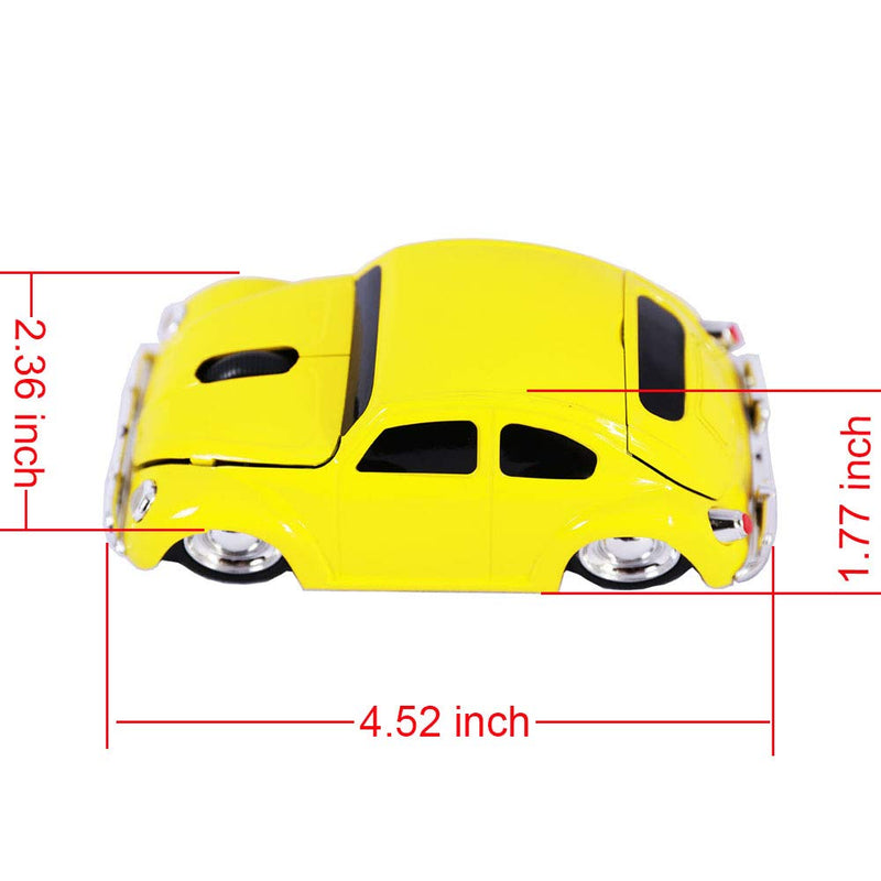 Jinfili 1967 Classical Style Car Wireless Mouse Ergonomic Game Computer Mice for Desktop Laptop PC Yellow - LeoForward Australia