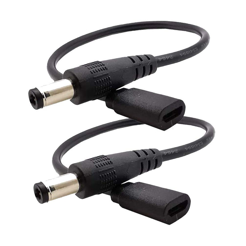  [AUSTRALIA] - MMNNE 2Pack 8inch DC 5.5mm x 2.5mm Male to Micro USB 5pin Female DC Power Supply Extension Adapter Cable 22AWG 3A