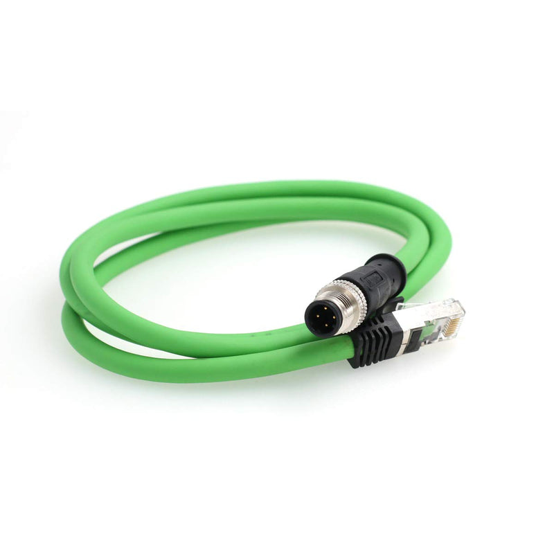  [AUSTRALIA] - Eonvic M12 4 Pin D-Code to RJ45 Gigabit Cognex Industrial Camera Network Cord CAT5 Shielded Cables (Green, 1M) Green