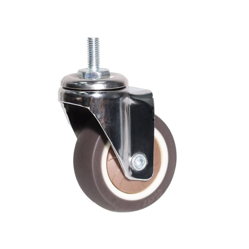  [AUSTRALIA] - Stem Casters, 360 Degree Swivel Stem TPR Wheels with Metric M6-1.0x15mm Thread Rods Replacement Industrial Castors for Carts, Furniture, Dolly, Workbench (2.0 inch Without Brakes) 2.0 inch without brakes