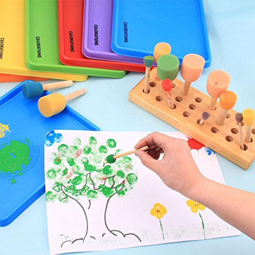  [AUSTRALIA] - WFPLUS 40pcs 5 Sizes Round Paint Foam Sponge Brush Set Kids Painting Tools Sponge Stippler Set for Painting Crafts and DIY