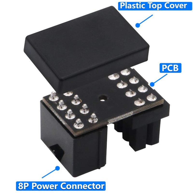  [AUSTRALIA] - BQZYX+ ATX 8Pin Female to 8pin Male 180 Degree Angled Adapter for Desktops Graphics Card Upgrade Version