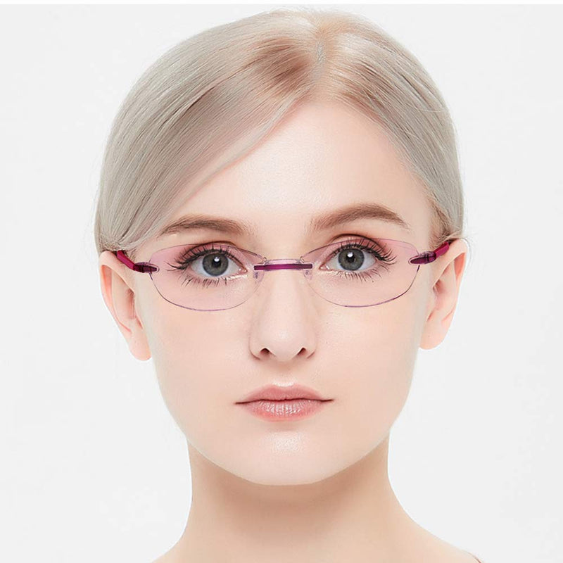  [AUSTRALIA] - LUFF Premium Computer Reading Glasses Blue Light Blocking Diamond Cut Edge Design Spectacle Readers for Women Pink 2.0 x