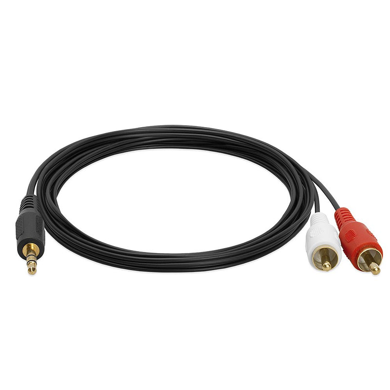 Cmple - 3.5mm Male Stereo to 2 Male RCA Audio Adapter Cable - 12 Feet 12FT Black - LeoForward Australia