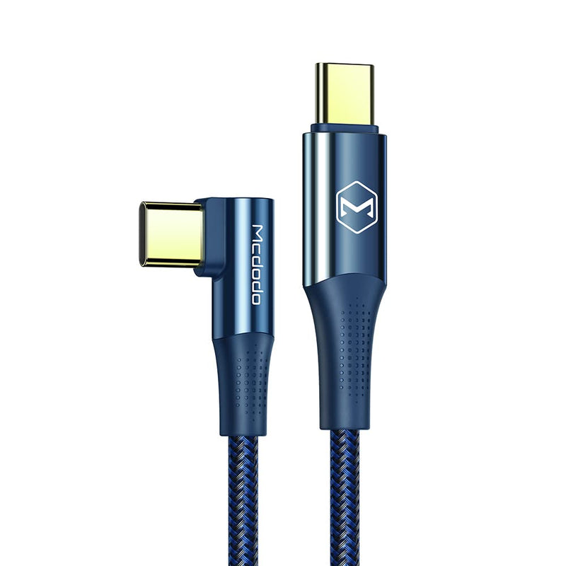  [AUSTRALIA] - 90 Degree USB C Cable, Mcdodo 3.9ft/100W PD 5A Type C to Type C Fast Charging Cable Nylon Braided Cable QC 4.0 Right Angle Data Cable Compatible with Mac-Book/iPad/Laptop/Galaxy/Mate and More(Blue) Blue