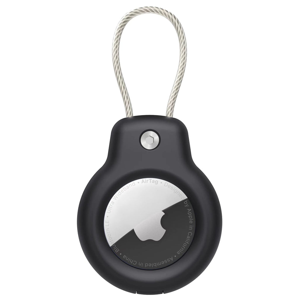  [AUSTRALIA] - Compatible with Apple AirTag Secure Holder with Wire Cable,Air Tag Lock Case Keychain Key Ring Key Chain Luggage tag for Keys, Luggage & More Men Women's Keyrings & Keychains Black