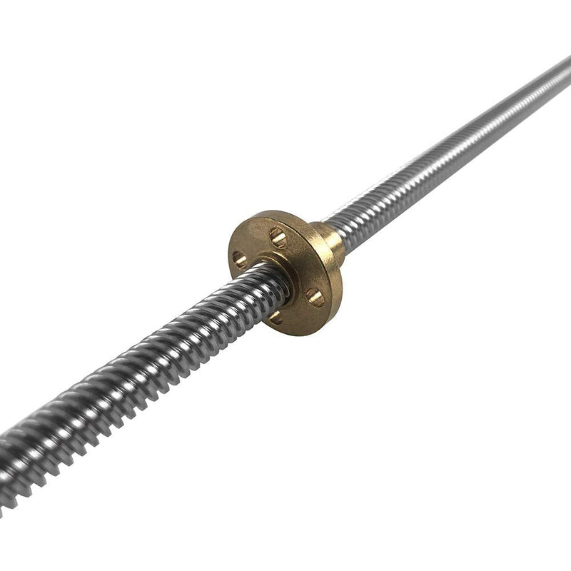  [AUSTRALIA] - QWORK 2 Pack T8 600mm Lead Screw and Brass Nut (Acme Thread, 4 Starts, 2mm Pitch, 8mm Lead) Used in 3D Printer