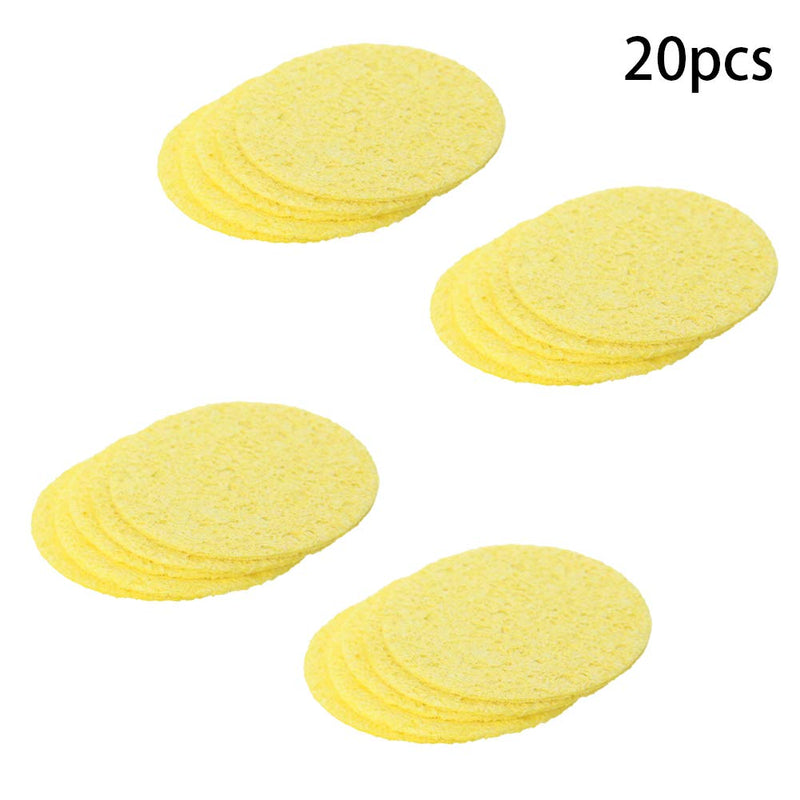  [AUSTRALIA] - Fielect 20Pcs Yellow Round Soldering Iron Cleaning Sponge Replacement Solder Tip Welding Clean Pads