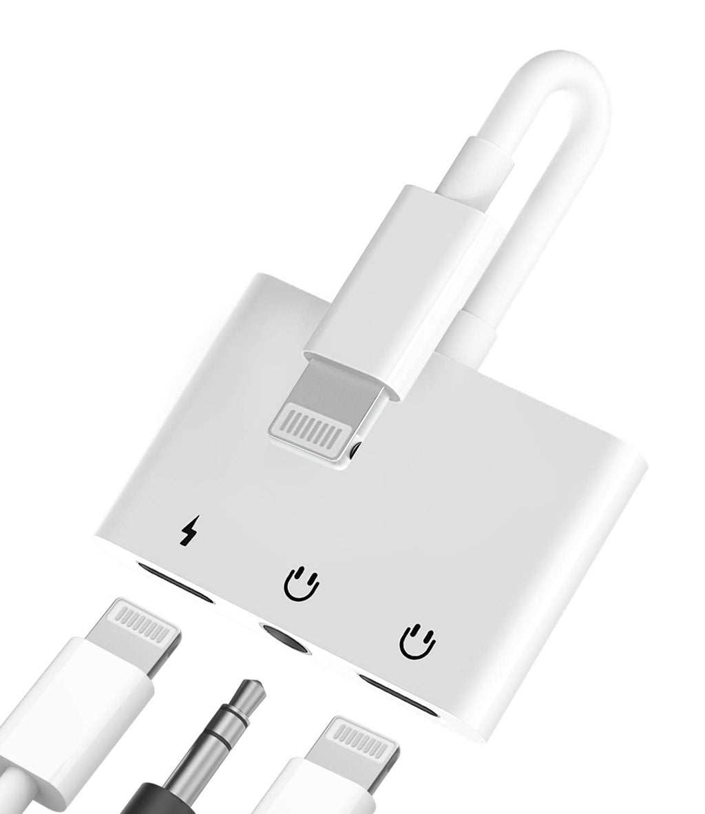  [AUSTRALIA] - Headphone Adapter Lightning to 3.5mm AUX Audio Jack and Charger Extender Dongle Earphone Headset Splitter Compatible with iPhone 11 12 Mini pro max xs xr x se2 7 8 Plus for Ipad Air Cable Converter