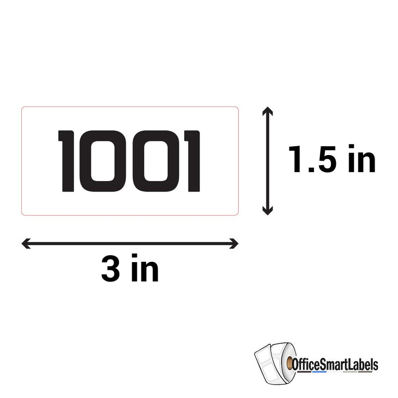 1000 Labels - 1001 to 2000 Consecutive Number Stickers for Inventory Counting Quality Control (3 x 1.5 inch - 1 Roll) - LeoForward Australia