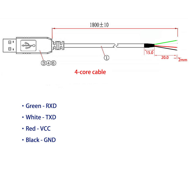  [AUSTRALIA] - 6FT USB to RS232 Serial Adapter Cable 4 Pin Wire End FTDI Chip (4 Pin)