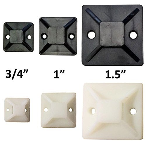  [AUSTRALIA] - 1.5" Adhesive Backed Mounting Bases with 8" Cable Ties - Black 1.5" Bases + Cable Ties