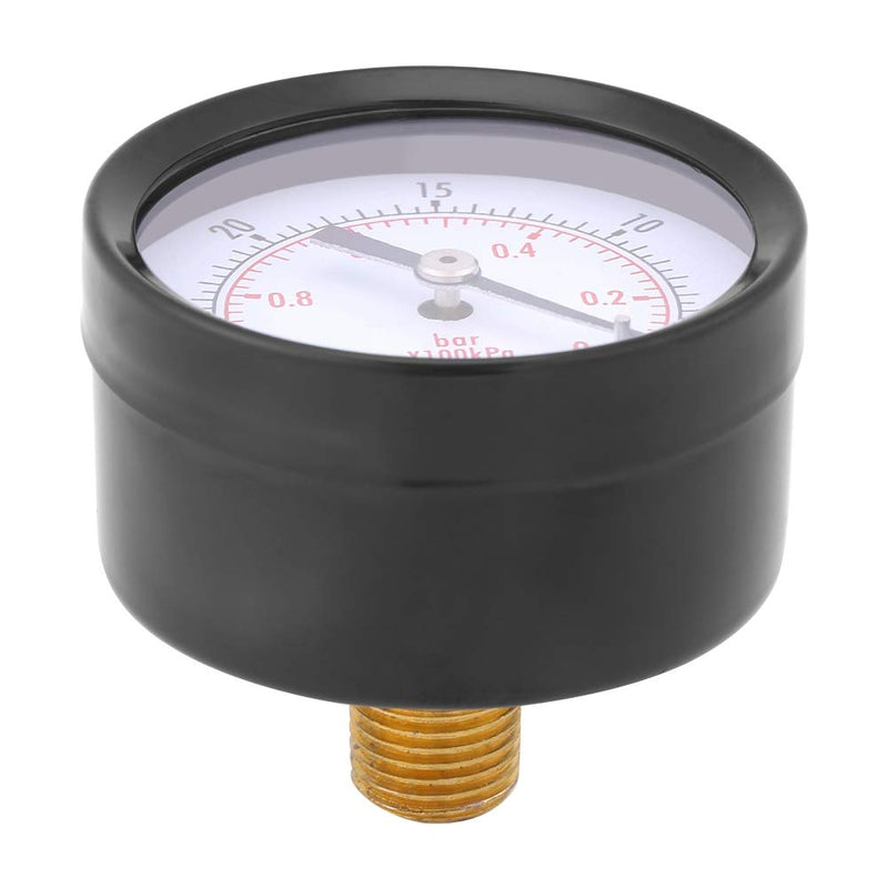  [AUSTRALIA] - Oumefar 0-30inHg vacuum pressure gauge 0-1bar 50mm mini dial air vacuum pressure gauge 1/4" BSPT thread pressure gauge 1/4 inch BSPT rear mounting