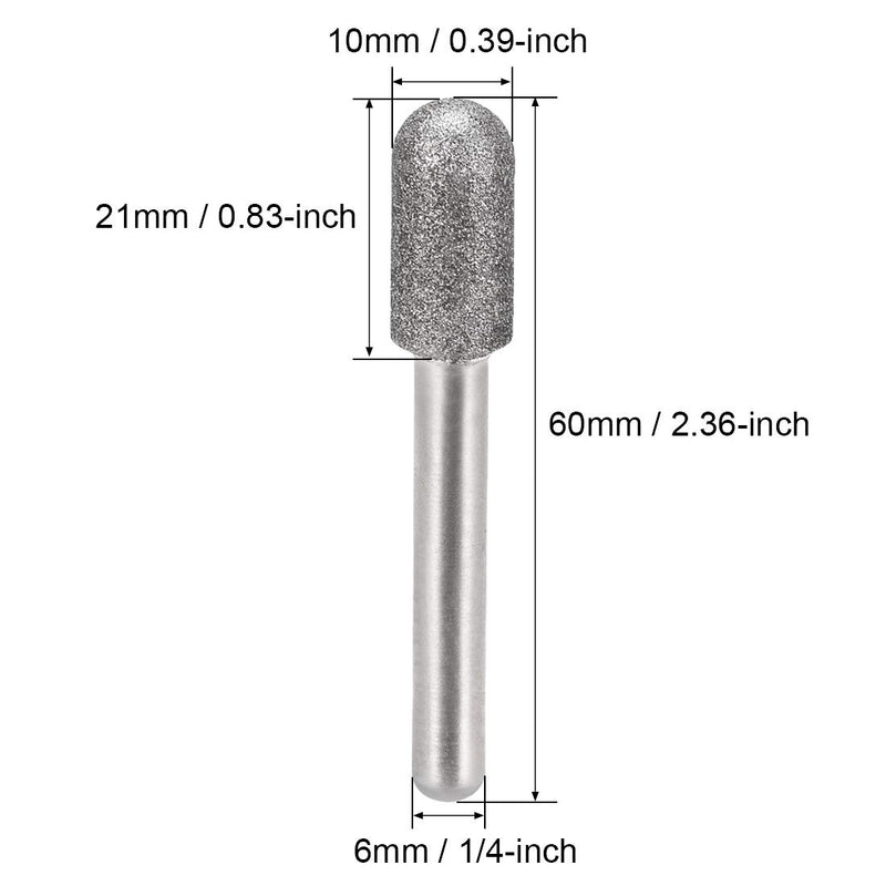 uxcell Diamond Burrs Bits Grinding Drill Carving Rotary Tool for Glass Stone Ceramic 150 Grit 1/4" Shank 10mm Cylinder Ball Nose 5 Pcs - LeoForward Australia