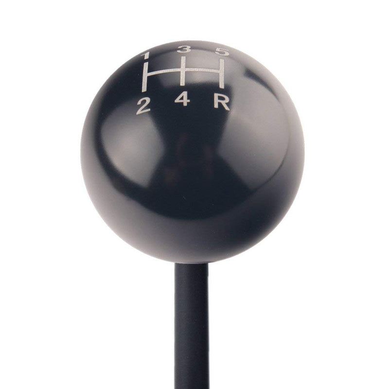  [AUSTRALIA] - DEWHEL Round Ball Manual Gear Stick Shift Knob 5 Speed Short Throw Shifter Selector M10x1.25 Aluminum Screw On for Nissan Mazda Mitsubishi (Black) Black