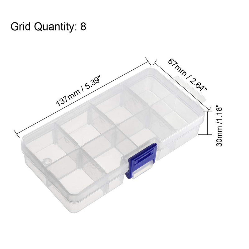  [AUSTRALIA] - uxcell Component Storage Box - PP Adjustable 8 Grids Electronic Component Containers Tool Boxes Clear White 137x67x30mm