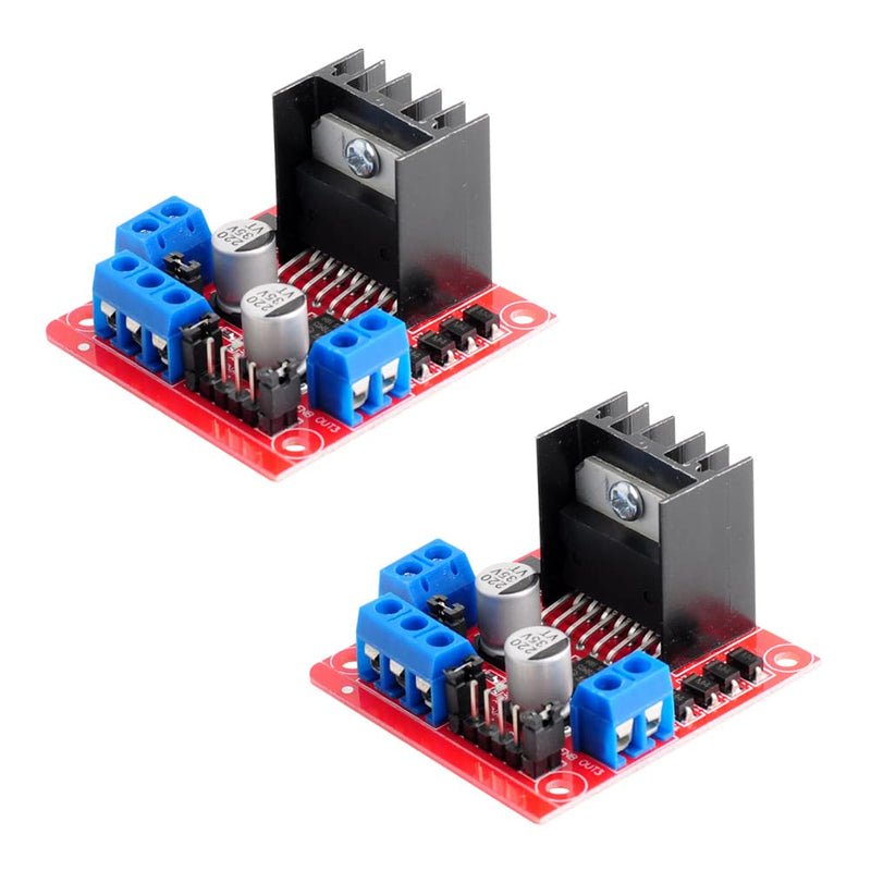  [AUSTRALIA] - Wishiot 2pcs L298N Motor Driver Board Control Module with 4 TT Motor Kit DC Gear Motor Soldered with 2 Pin Plug Dupont Wire Dual Shaft DC3-6V Ratio 1:48 200RPM