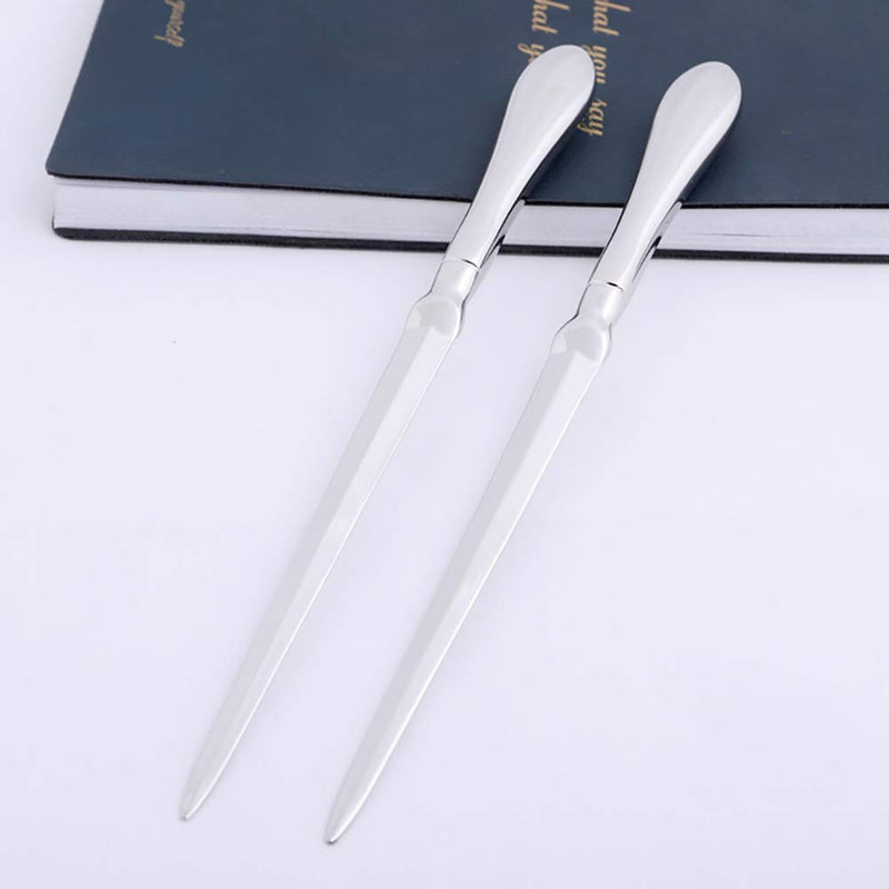  [AUSTRALIA] - 2pcs Letter Opener Metal Envelope Slitter Envelope Opener Letter Opening Knife, Paper Cut Paper Knife Silver 9 inches