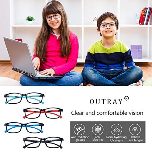 Outray Teens Blue Light Blocking Glasses Anti Eyestrain UV Glare Protection Eyewear Computer Gaming Glasses Age 7-15 Black - LeoForward Australia