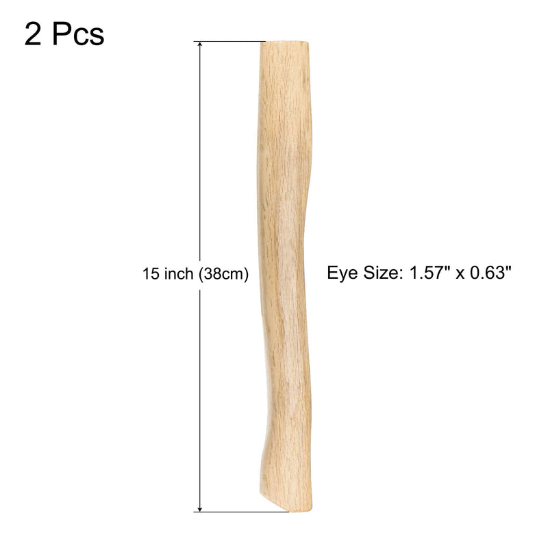  [AUSTRALIA] - uxcell 15 Inch Wood Replacement Handle Curved Replaceable Handle for Axe Hammer Oval Eye Oak Wood 2 Pack