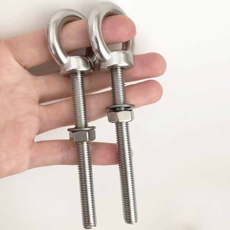  [AUSTRALIA] - HYXXYY Stainless Steel Eye Bolt, 4pack M8 Shoulder Eye Bolts 5/16" X 3.15"with Nuts and Washer Thread Lifting Ring Eyebolt 4pcs